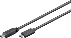 USB 2.0 Adapterleitung, USB Stecker Typ C auf Mini-USB Stecker Typ B, 0.5 m, schwarz