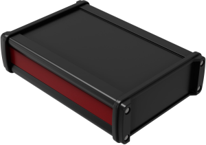 Aluminium Profilgehäuse, (L x B x H) 180 x 126 x 49 mm, schwarz/rot (RAL 9005), IP65, 007502011