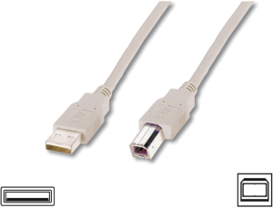 USB 2.0 Adapterleitung, USB Stecker Typ A auf USB Stecker Typ B, 5 m, beige