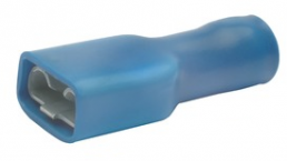 Isolierte Flachsteckhülse, 6,3 x 0,8 mm, 1,5 bis 2,5 mm², AWG 16 bis 14, Messing, verzinnt, blau, 730V