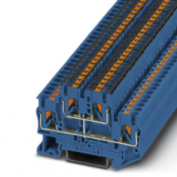 Doppelstockklemme, Push-in-Anschluss, 0,14-4,0 mm², 4-polig, 22 A, 6 kV, blau, 3000715
