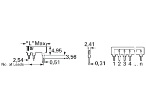 Widerstandsnetzwerk, SIP-9, 10 kΩ, 0.125 W, ±2 %, 8 Widerstände, L09-1S 103            10K
