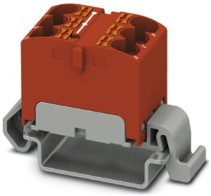 Verteilerblock, Push-in-Anschluss, 0,2-6,0 mm², 6-polig, 32 A, 6 kV, rot, 3273662