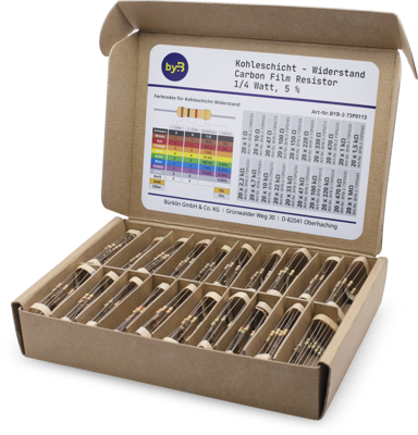 400 Stück Kohleschichtwiderstands-Sortiment set E24, 1/4W (0.25W), 5 Proz