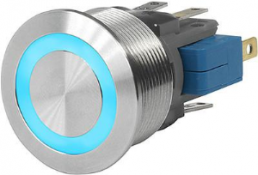Drucktaster, 1-polig, silber, beleuchtet (RGB), 100 mA/30 V, Einbau-Ø 19 mm, IP67, 3-102-708