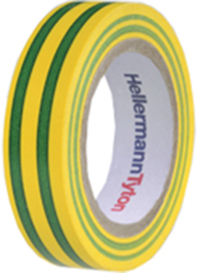 Isolierband, 15 x 0.15 mm, PVC, gelb/grün, 10 m, 710-00106