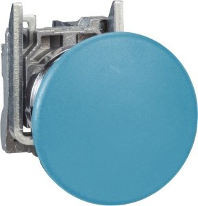 Drucktaster, tastend, Bund rund, blau, Frontring silber, Einbau-Ø 22 mm, XB4BC61EX