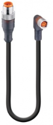Sensor-Aktor Kabel, M12-Kabelstecker, gerade auf M8-Kabeldose, abgewinkelt, 5-polig, 1 m, PUR, schwarz, 3 A, 934898155