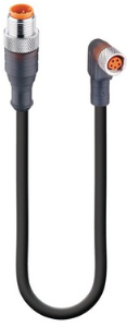 Sensor-Aktor Kabel, M12-Kabelstecker, gerade auf M8-Kabeldose, abgewinkelt, 5-polig, 10 m, PUR, schwarz, 4 A, 934898151