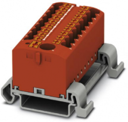 Verteilerblock, Push-in-Anschluss, 0,14-4,0 mm², 19-polig, 24 A, 8 kV, rot, 3273246