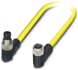 Sensor-Aktor Kabel, M8-Kabelstecker, abgewinkelt auf M8-Kabeldose, abgewinkelt, 3-polig, 1.5 m, PVC, gelb, 4 A, 1406284
