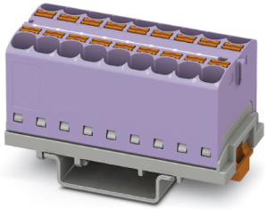 Verteilerblock, Push-in-Anschluss, 0,2-6,0 mm², 18-polig, 32 A, 6 kV, violett, 3273586