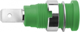 4 mm Buchse, Flachsteckanschluss, Einbau-Ø 12.2 mm, CAT III, grün, SEB 6452 NI / GN