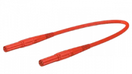 Messleitung mit (4 mm Lamellenstecker, gerade) auf (4 mm Lamellenstecker, gerade), 0.5 m, rot, PVC, 2,5 mm², CAT IV