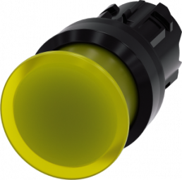 Pilzdrucktaster, beleuchtbar, tastend, Bund rund, gelb, Einbau-Ø 22.3 mm, 3SU1001-1AD30-0AA0