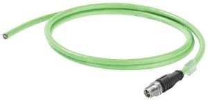PROFINET-Kabel, M12-Stecker, gerade auf offenes Ende, Cat 6A, S/FTP, 0.5 m, grün