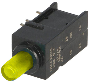 Drucktaster, 2-polig, gelb, beleuchtet (gelb), 0,5 A/60 V, IP50, 1844.6735
