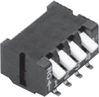 DIP-Schalter, 4-polig, abgewinkelt, 100 mA/6 VDC, CFP-0412MB