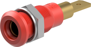 4 mm Buchse, Steckanschluss, Einbau-Ø 8.1 mm, rot, 64.3040-22