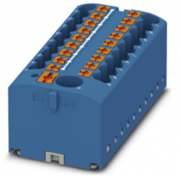 Verteilerblock, Push-in-Anschluss, 0,14-4,0 mm², 19-polig, 24 A, 6 kV, blau, 3273506