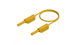 Messleitung mit (2 mm Stecker, gefedert, gerade) auf (2 mm Stecker, gefedert, gerade), 250 mm, gelb, PVC, 1,0 mm², CAT III