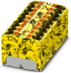 Verteilerblock, Push-in-Anschluss, 0,2-6,0 mm², 18-polig, 32 A, 6 kV, gelb/schwarz, 3273590