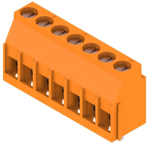 Leiterplattenklemme, 7-polig, RM 5 mm, 0,08-6,0 mm², 20 A, Zugbügel, orange, 1001750000