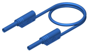 Messleitung mit (2 mm Stecker, gefedert, gerade) auf (2 mm Stecker, gefedert, gerade), 1 m, blau, PVC, 1,0 mm², CAT III