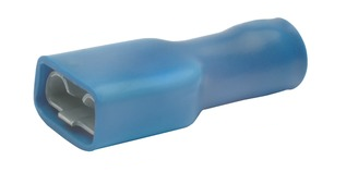 Isolierte Flachsteckhülse, 6,3 x 0,8 mm, 1,5 bis 2,5 mm², AWG 16 bis 14, Messing, verzinnt, blau, 730V