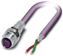 Sensor-Aktor Kabel, M12-Kabeldose, gerade auf offenes Ende, 2-polig, 2 m, PUR, violett, 4 A, 1519574
