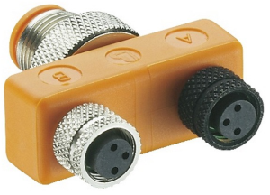 Adapter, 2 x M8 (3-polig, Buchse) auf M12 (3-polig, Stecker), T-Form, 11125