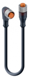 Sensor-Aktor Kabel, M12-Kabeldose, gerade auf M12-Kabeldose, gerade, 8-polig, 15 m, PUR, schwarz, 2 A, 21364