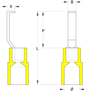 Isolierter Stiftkabelschuh, 4,0-6,0 mm², 3 mm, gelb