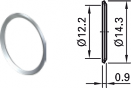 Unterlegscheibe, H 0.9 mm, Innen-Ø 12.2 mm, Außen-Ø 14.3 mm, Nickel, 23.5108