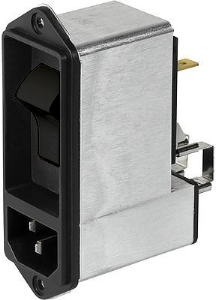 IEC-Eingangsfilter-C14, 50 bis 60 Hz, 10 A, 250 VAC, Flachstecker 6,3 mm, DF12.0979.7310.1