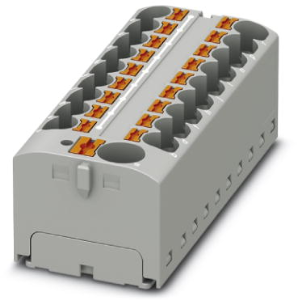 Verteilerblock, Push-in-Anschluss, 0,2-6,0 mm², 19-polig, 32 A, 6 kV, grau, 3273900