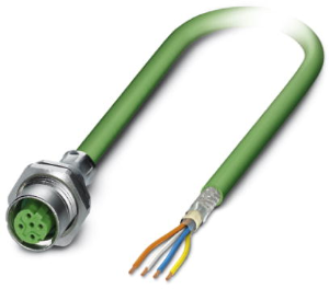 Sensor-Aktor Kabel, M12-Kabeldose, gerade auf offenes Ende, 4-polig, 2 m, PVC, grün, 4 A, 1419136