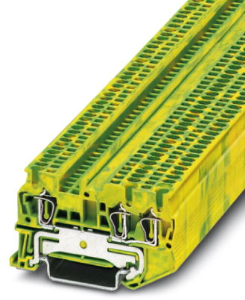 Schutzleiter-Reihenklemme, Federzuganschluss, 0,08-1,5 mm², 3-polig, 6 kV, gelb/grün, 3031144