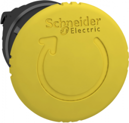 Drucktaster, Bund rund, gelb, Frontring schwarz, Einbau-Ø 22 mm, ZB4BS557