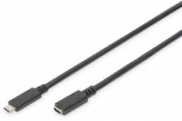 USB 3.1 Verlängerungskabel, USB Stecker Typ C auf USB Buchse Typ C, 0.7 m, schwarz