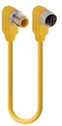 Sensor-Aktor Kabel, M12-Kabelstecker, abgewinkelt auf M12-Kabeldose, abgewinkelt, 4-polig, 0.6 m, PUR, gelb, 4 A, 934637609