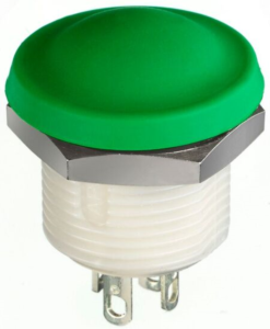 Drucktaster, 2-polig, grün, unbeleuchtet, 2 A/28 V, Einbau-Ø 11.9 mm, IP67/IP69K, IXP5S13M
