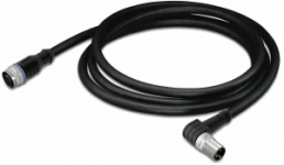 Sensor-Aktor Kabel, M12-Kabeldose, gerade auf M8-Kabelstecker, abgewinkelt, 3-polig, 2 m, PUR, schwarz, 4 A, 756-5502/030-020