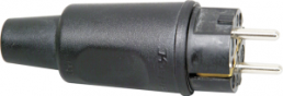 Gummi Schuko-Stecker gerade, 3 x 2,5 mm², schwarz, 16 A/250 V, IP44