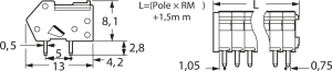 Leiterplattenklemme, 12-polig, RM 2.5 mm, 0,08-0,5 mm², 6 A, Käfigklemme, grau, 218-112