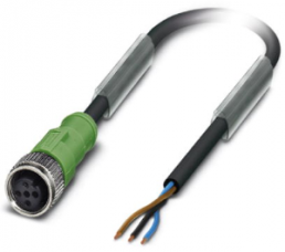 Sensor-Aktor Kabel, M12-Kabeldose, gerade auf offenes Ende, 3-polig, 3 m, PUR, schwarz, 4 A, 1694499