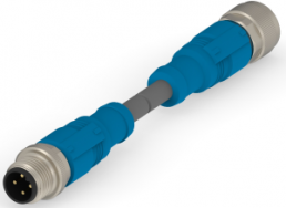 Sensor-Aktor Kabel, M12-Kabelstecker, gerade auf M12-Kabeldose, gerade, 4-polig, 0.5 m, PUR, grau, 4 A, T4162123004-001