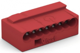 Micro-Verbindungsdosenklemme, 8-polig, 0,6-0,8 mm², Klemmstellen: 4, rot, Klemmanschluss, 6 A