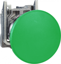 Drucktaster, tastend, Bund rund, grün, Frontring silber, Einbau-Ø 22 mm, XB4BC31EX