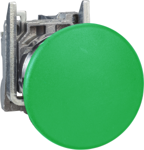 Drucktaster, tastend, Bund rund, grün, Frontring silber, Einbau-Ø 22 mm, XB4BC31EX